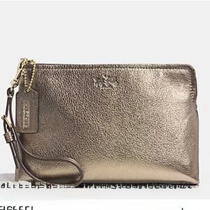 Coach Bleeker Metallic Bronze Gold Leather Wristlet